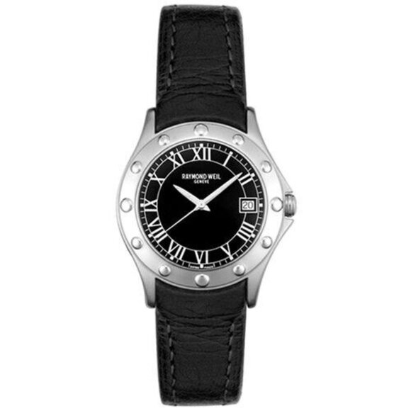 Raymond Weil Women's 5390-STC-00200 Tango Stainless Steel Black Leather Watch